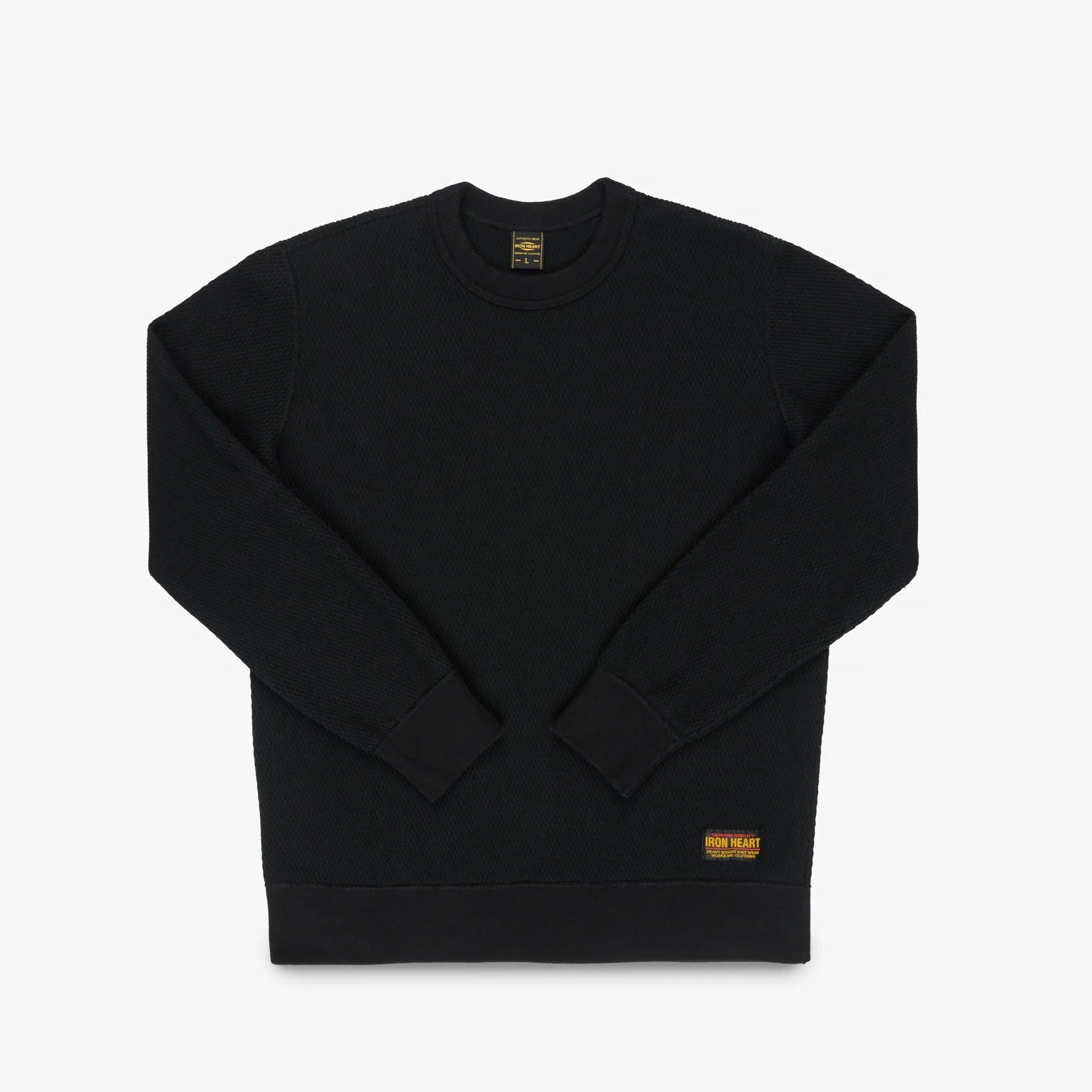 IHSW-86-BLK Pull en molleton thermique épais col rond Noir