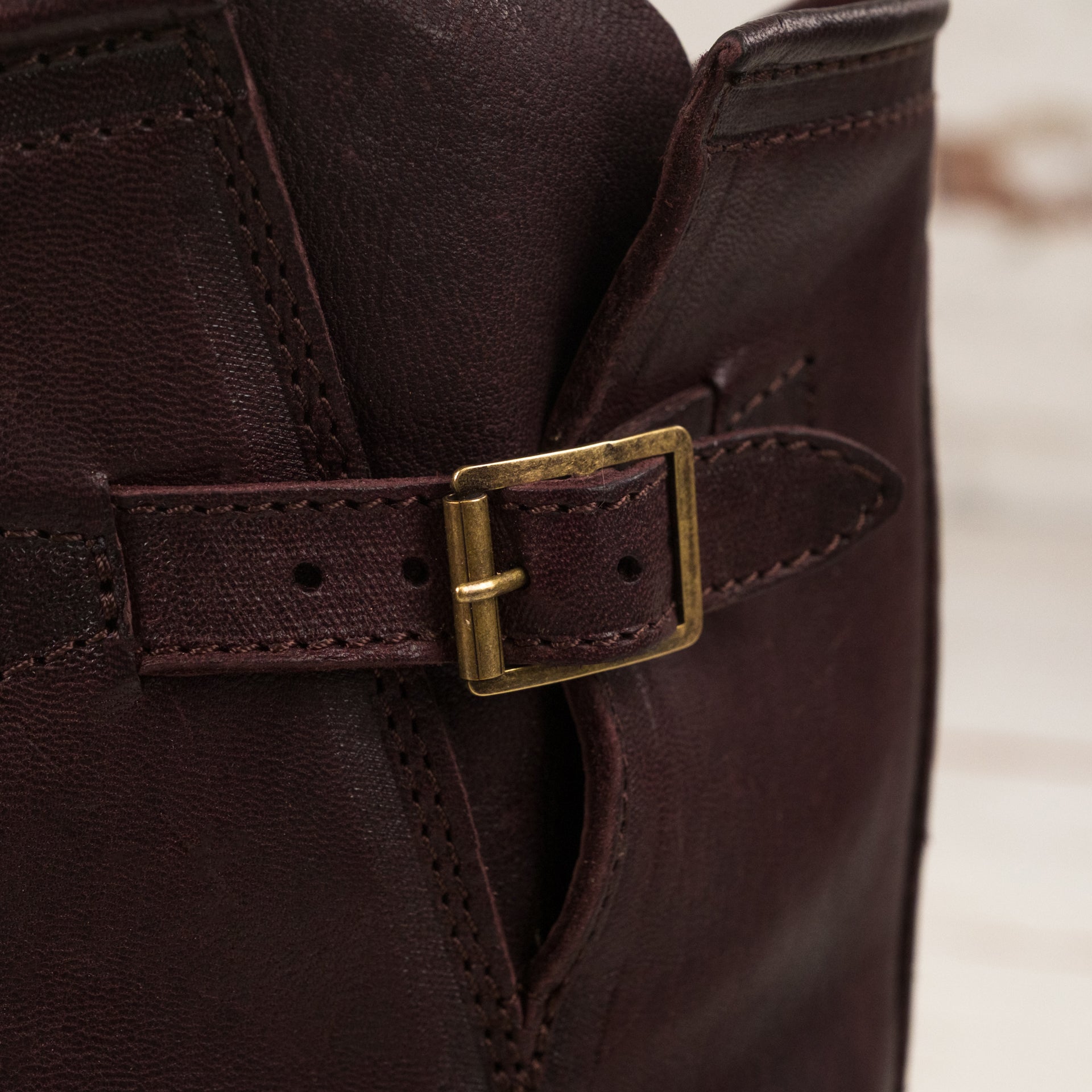 LK-003 Engineer Boots Ezo Shika Deerskin Burgundy