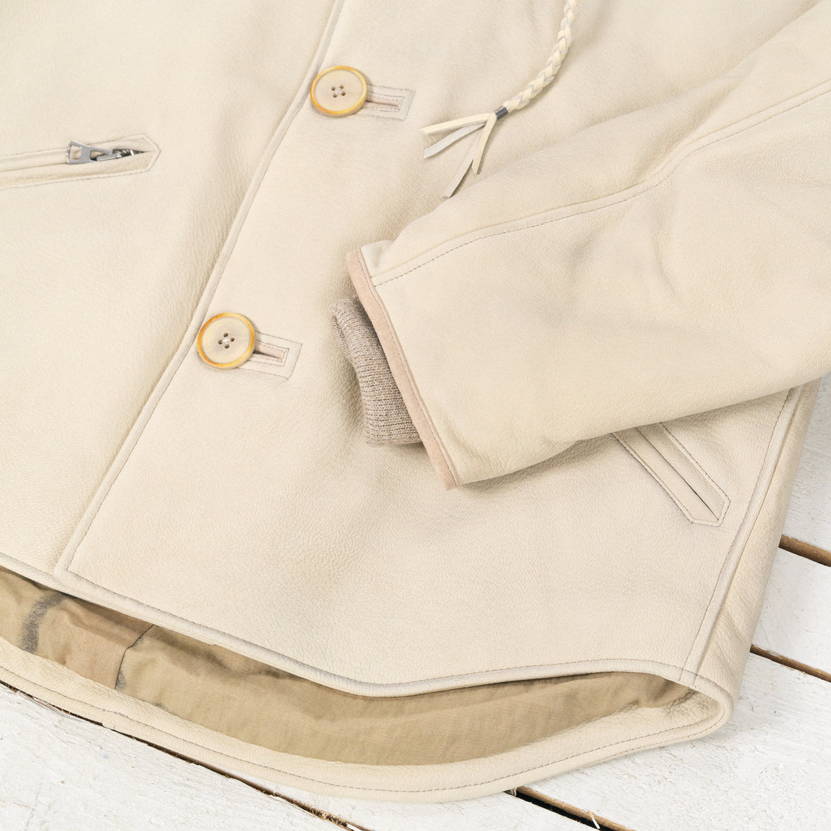Motorcycle Jacket Genuine Goat Off-White
