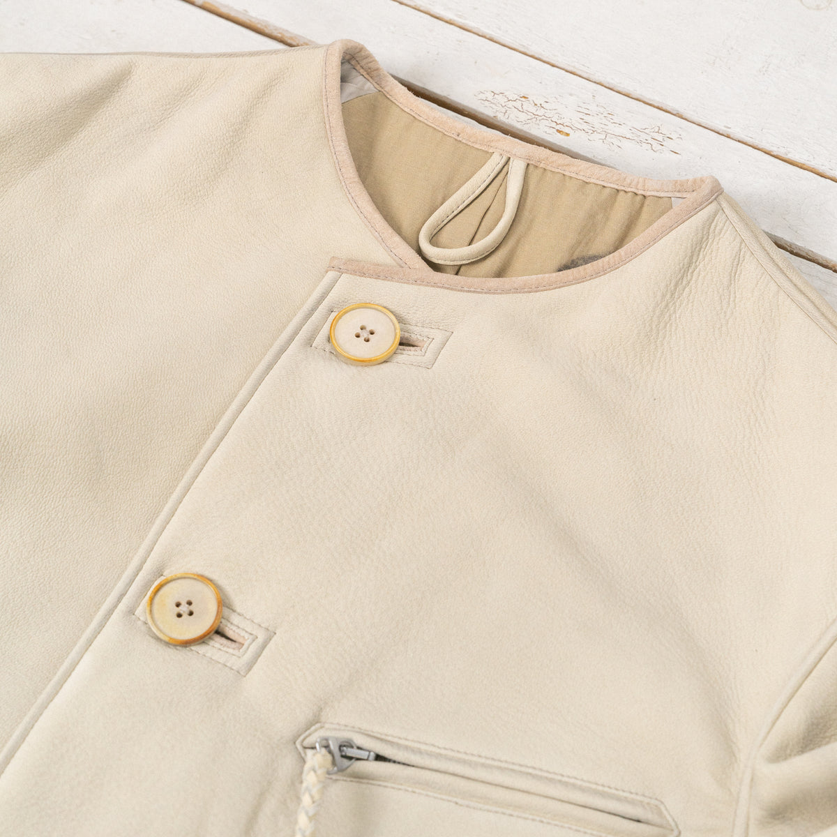 Motorcycle Jacket Genuine Goat Off-White