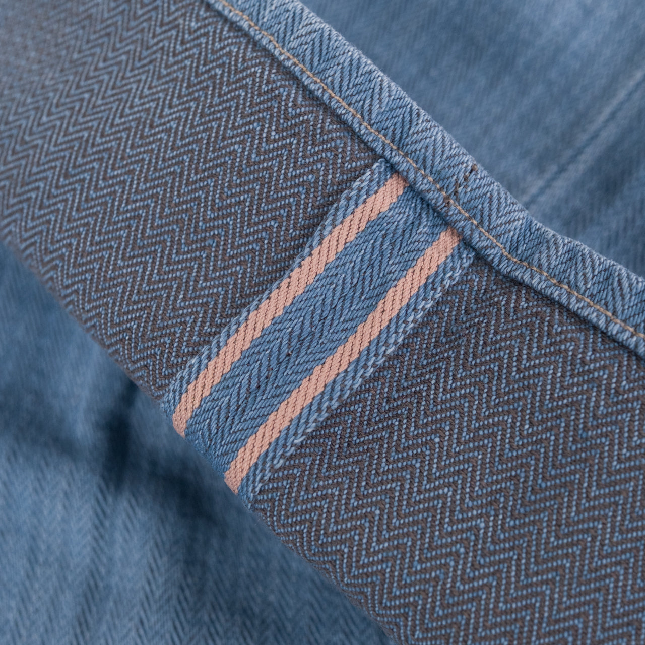 Pleat Denim Trousers Lightweight Herringbone Denim Light Indigo