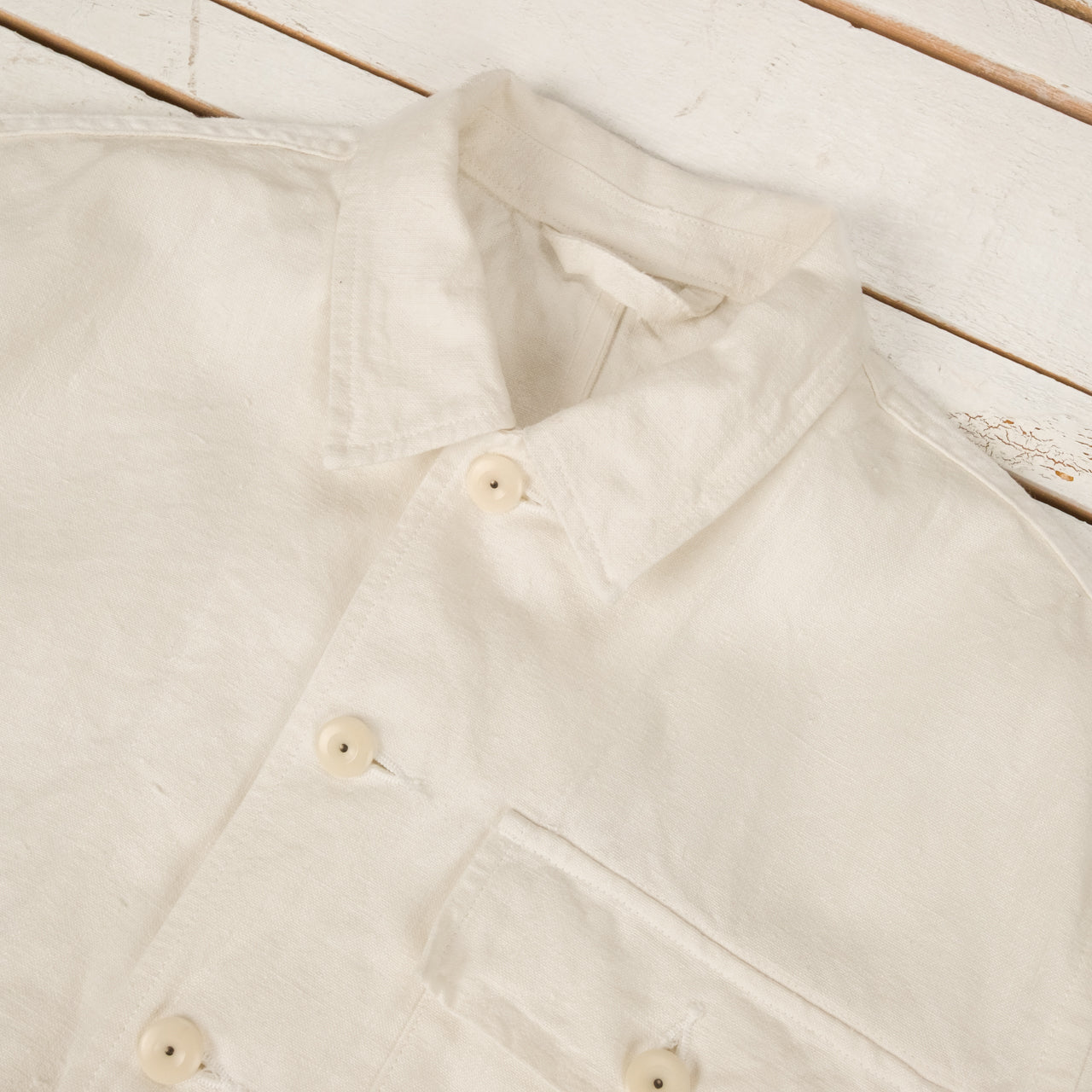 French Work Jacket Hemp Canvas Off-White