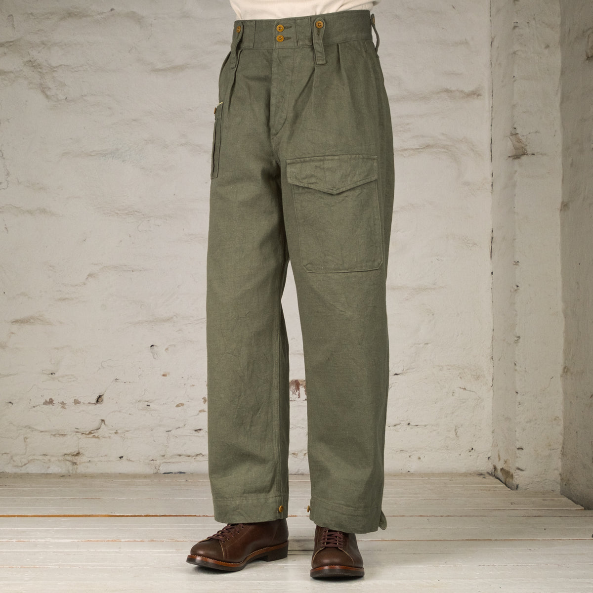 British Army Loose Denim Green Trousers