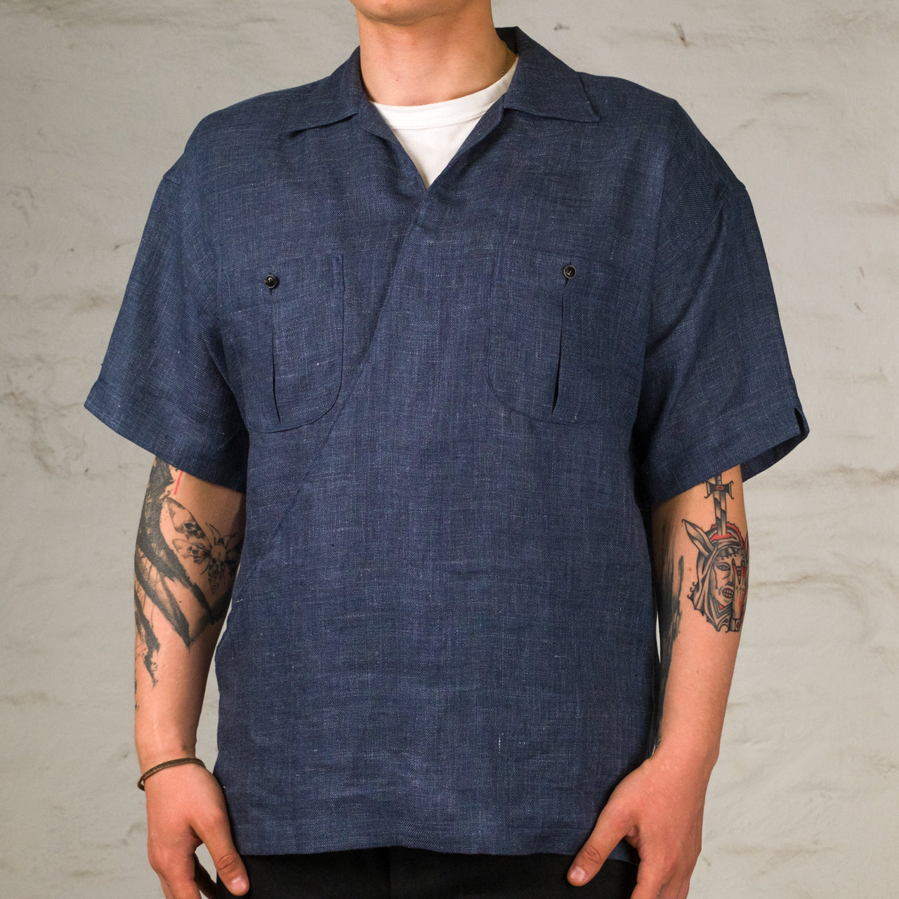 Asymmetry Front Tunic Shirt Azur