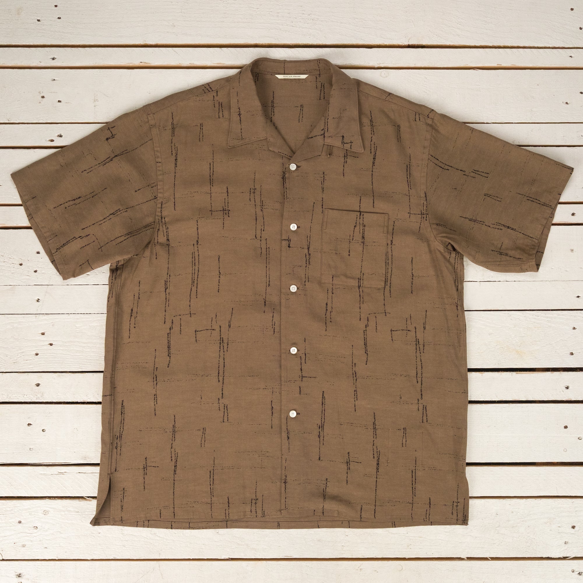 Printed Open Collar Short-Sleeve Shirt Kasuri