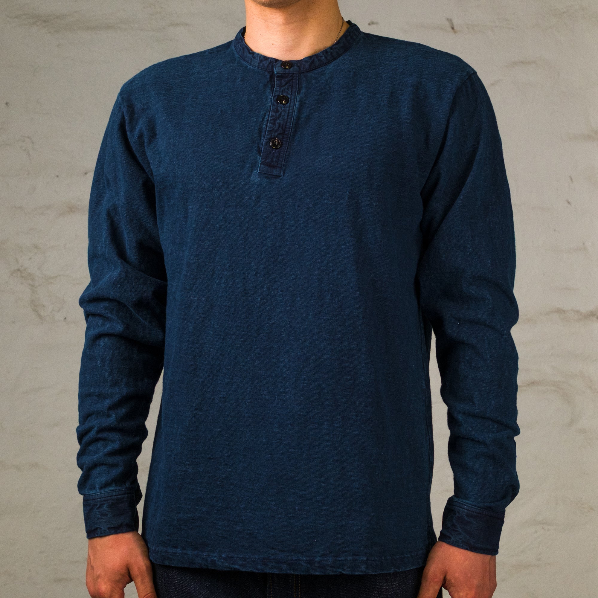 Henley Neck L/S T-Shirt Indigo
