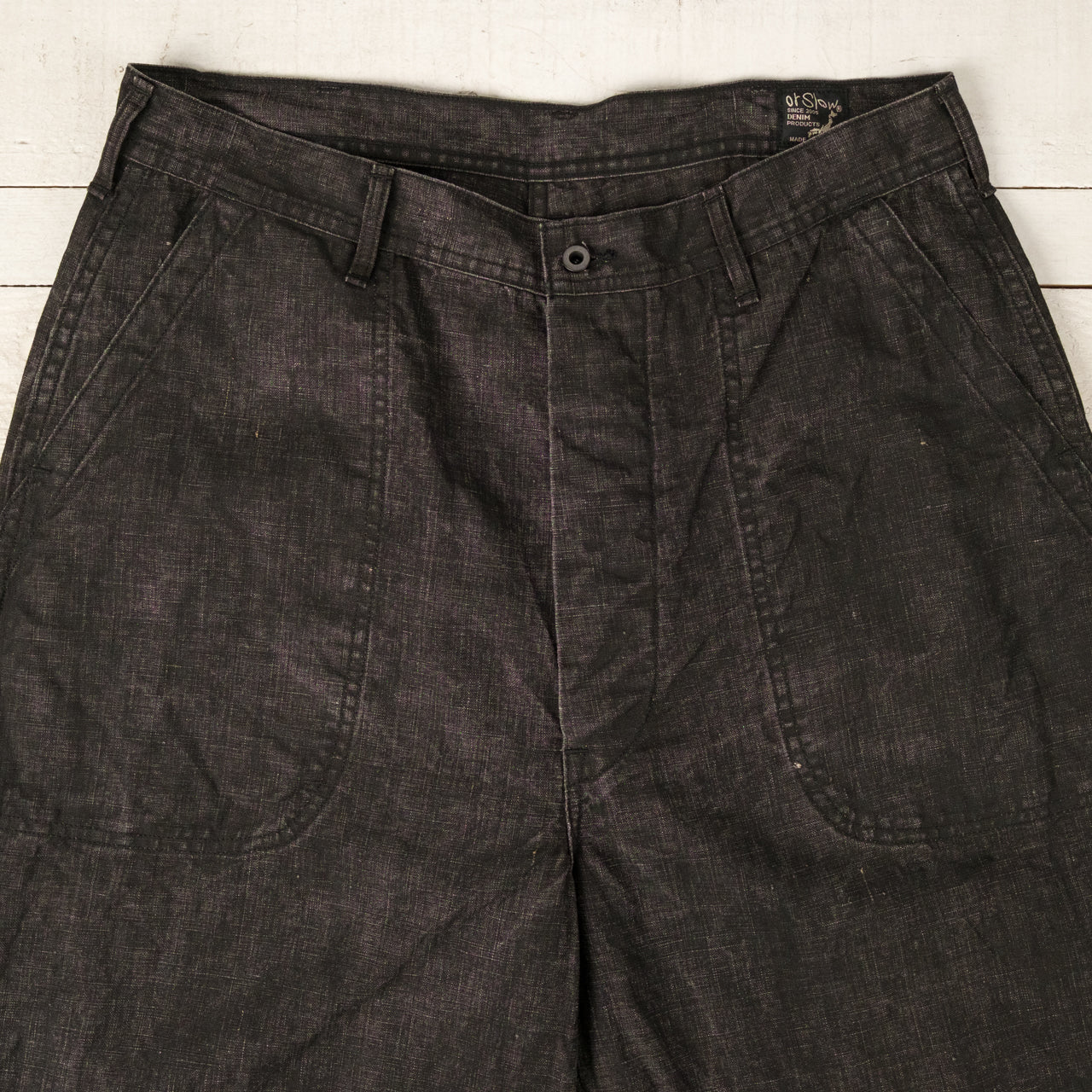 WWII 40's US Navy Sumi Coated Linen Utility Trousers Sumi Black