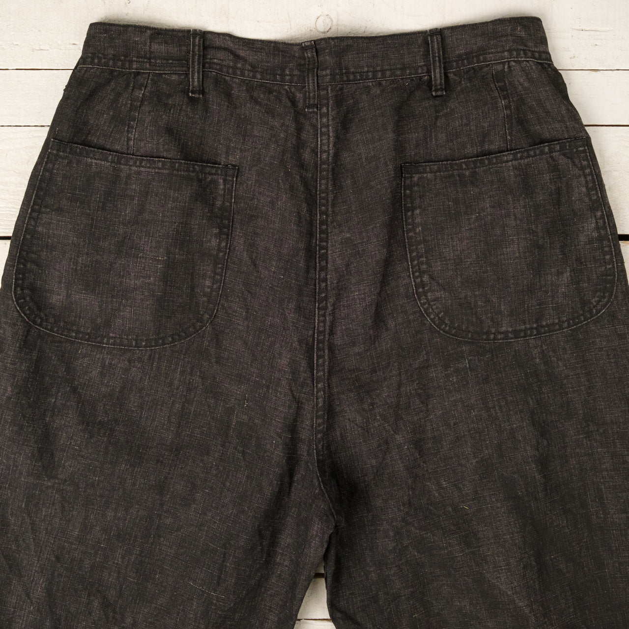 WWII 40's US Navy Sumi Coated Linen Utility Trousers Sumi Black