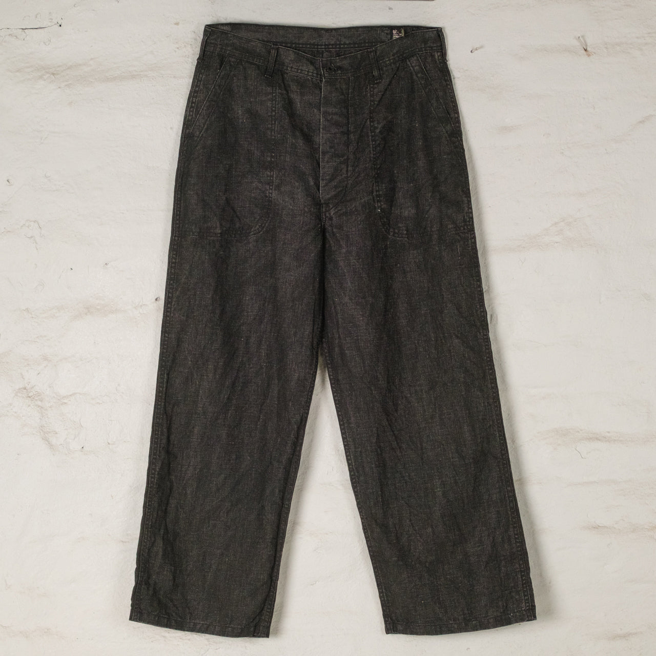 WWII 40's US Navy Sumi Coated Linen Utility Trousers Sumi Black