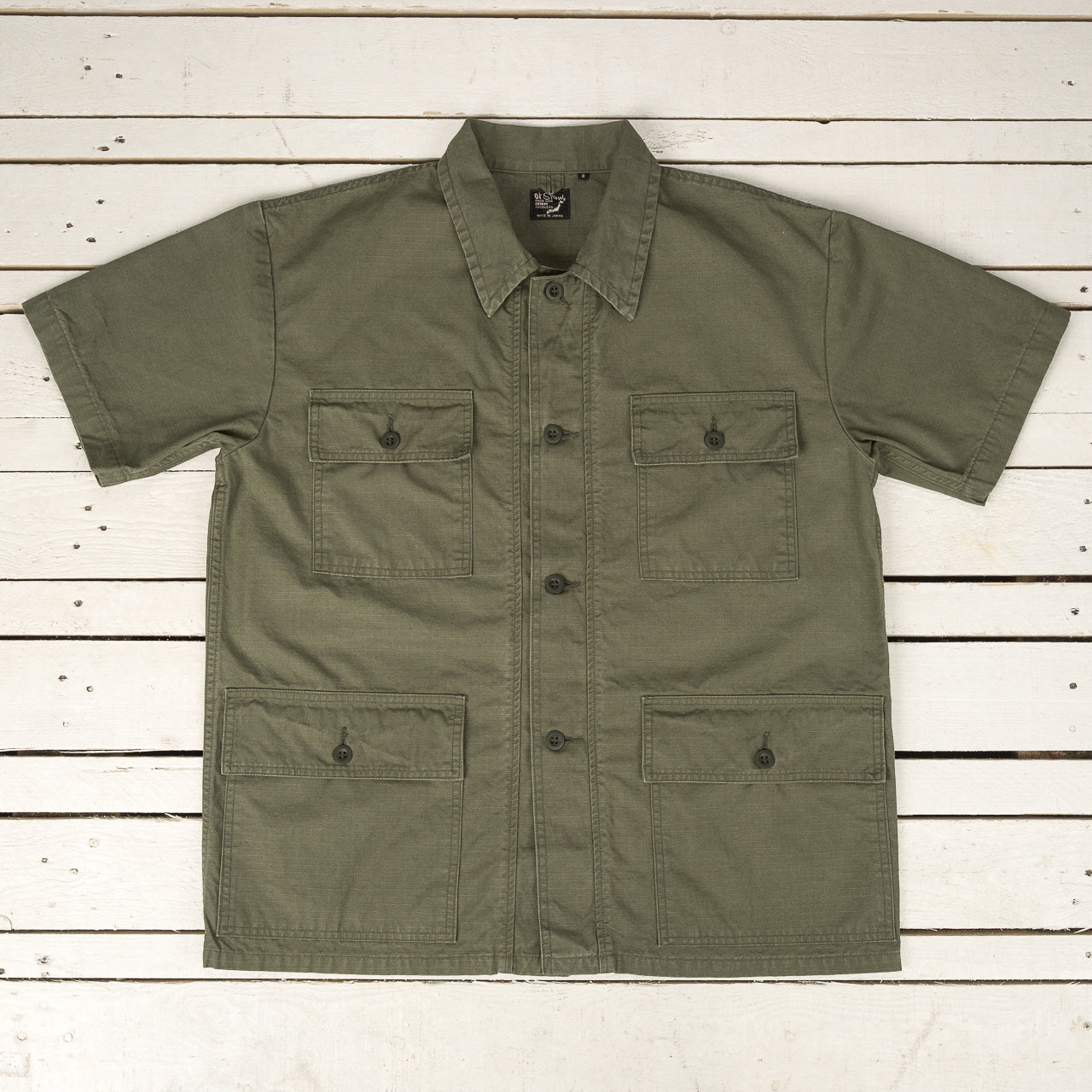 Utility Short Sleeve Shirt Jacket Olive