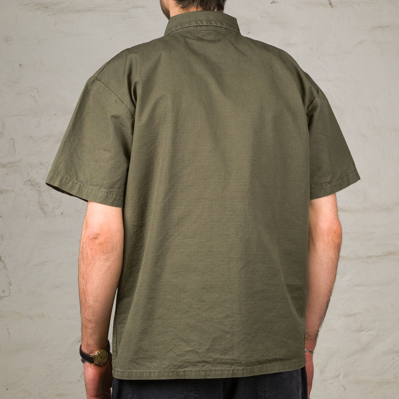 Utility Short Sleeve Shirt Jacket Olive