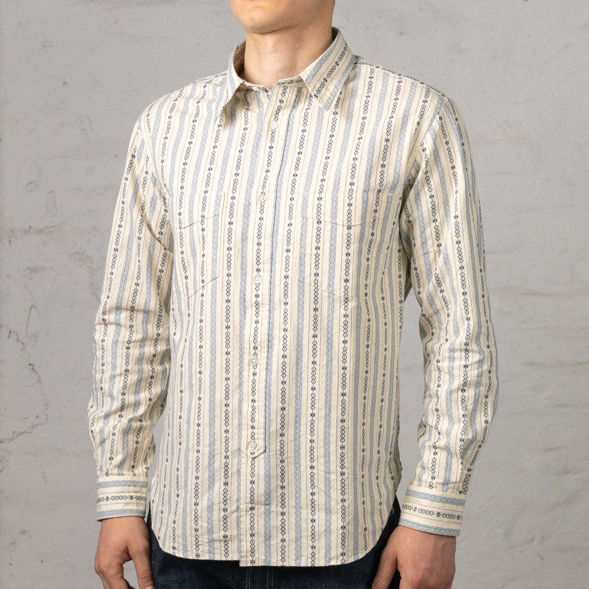 Classic Stripe Work Shirt Beige