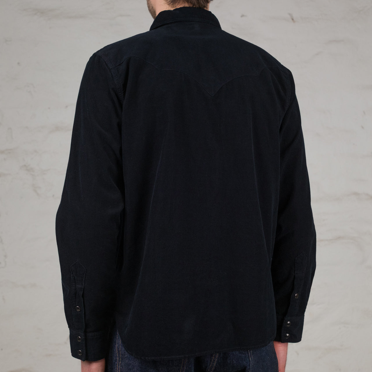 Chemise Western en velours côtelé Indigo surteinte noir