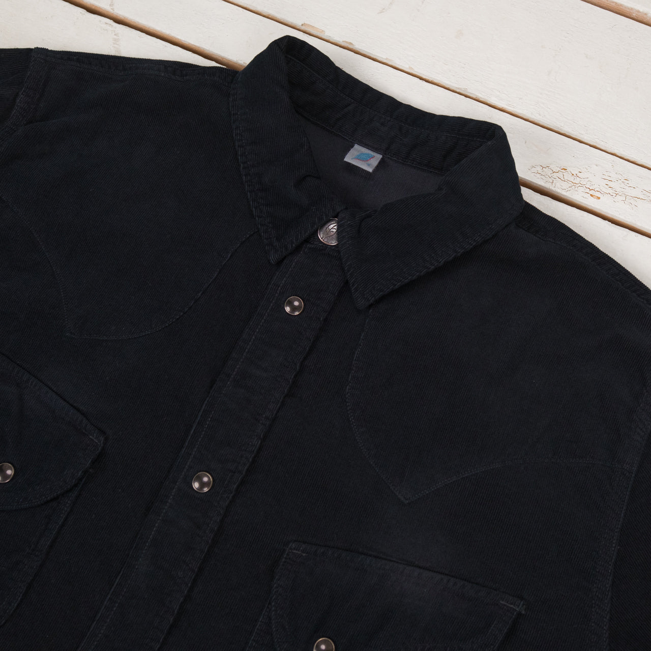 Chemise Western en velours côtelé Indigo surteinte noir