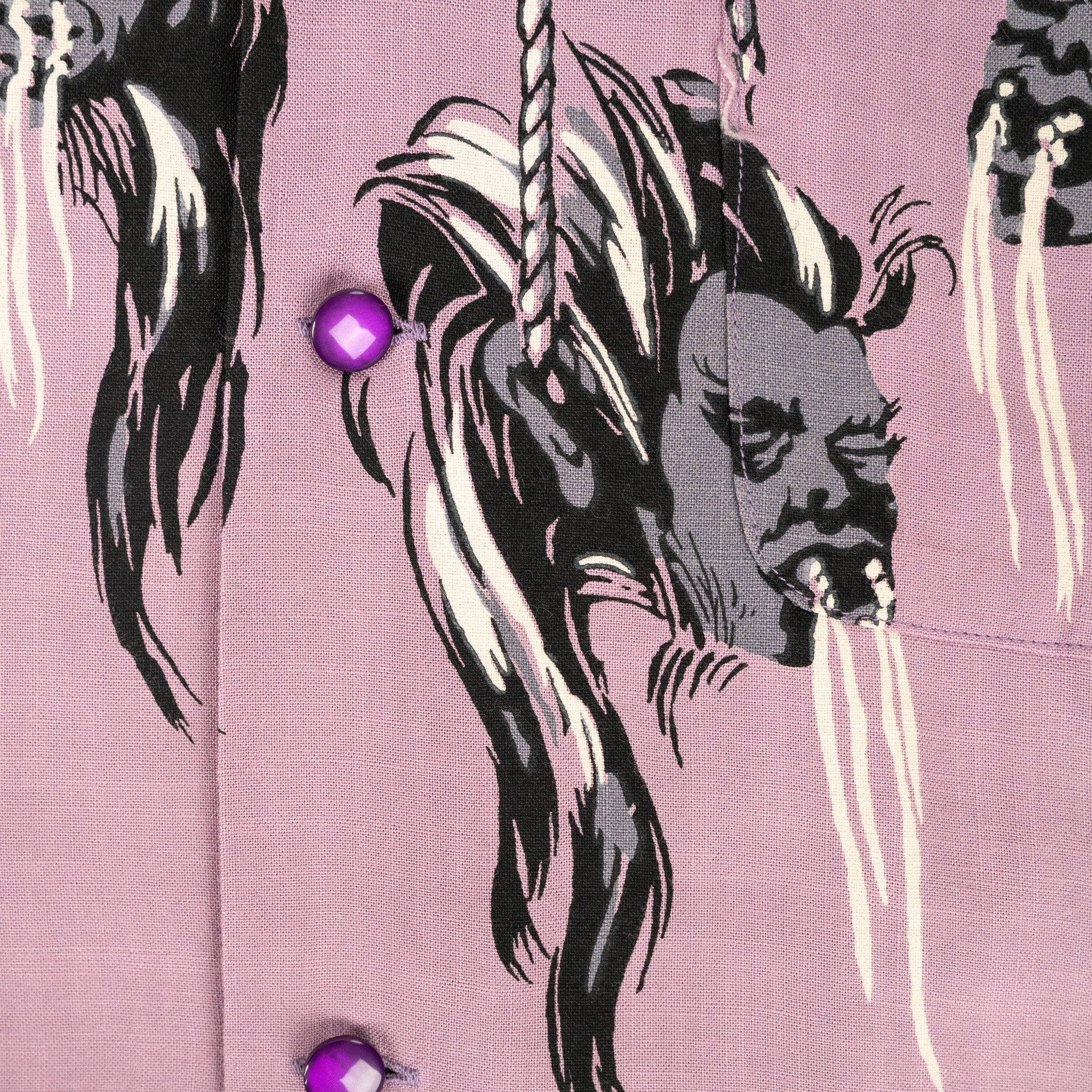 Star of Hollywood "Shrunken Head" Open Shirt Purple