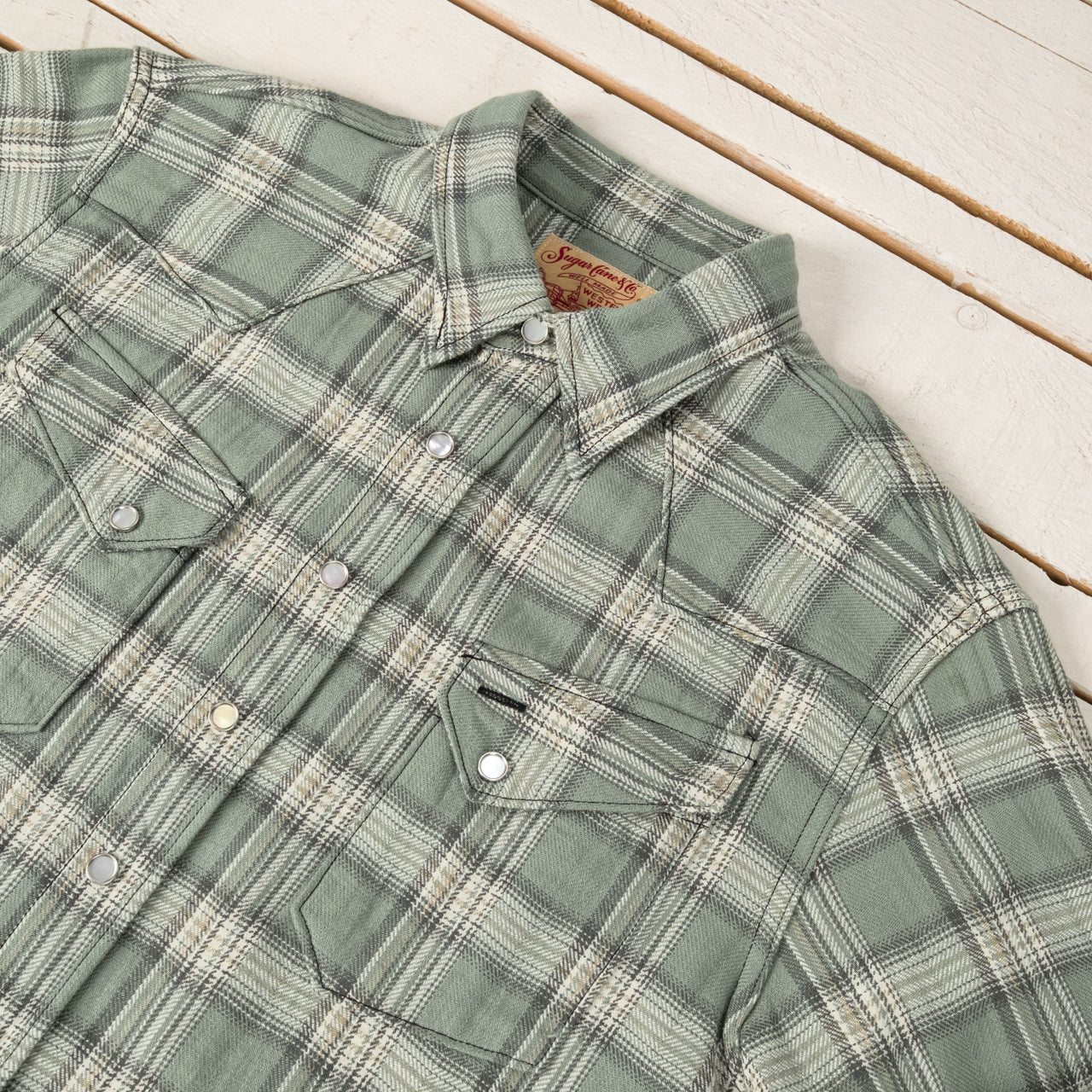 Chemise Western à carreaux chevrons Washer verte