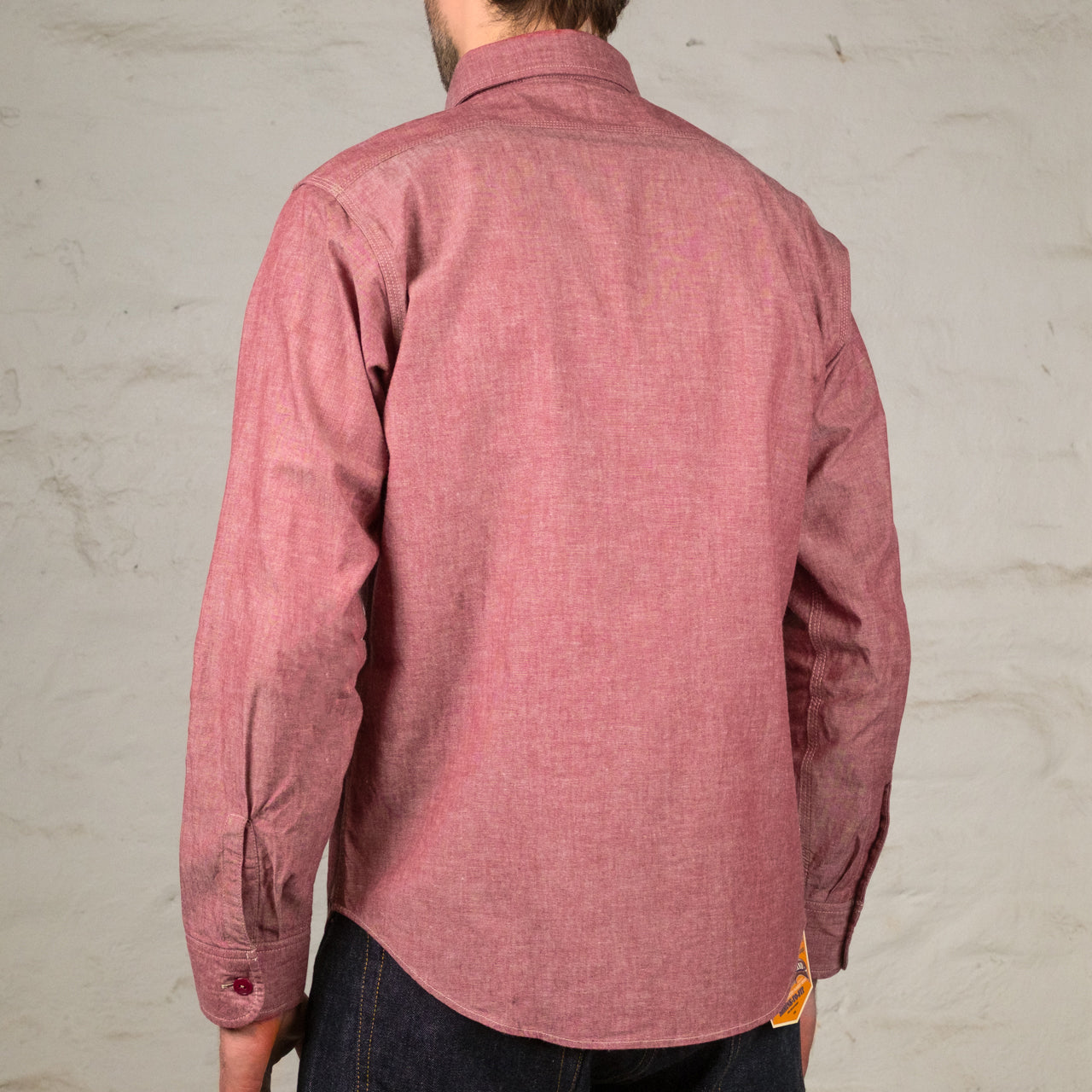 Chemise de travail rouge en chambray