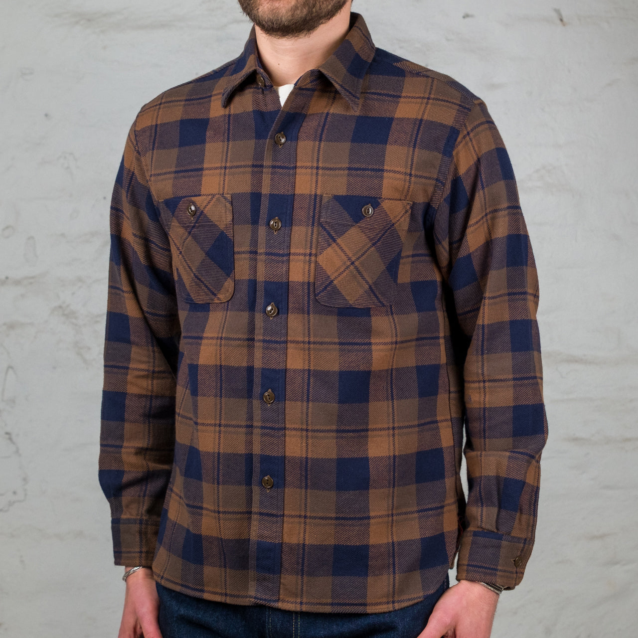 Twill Check Work Shirt Braun