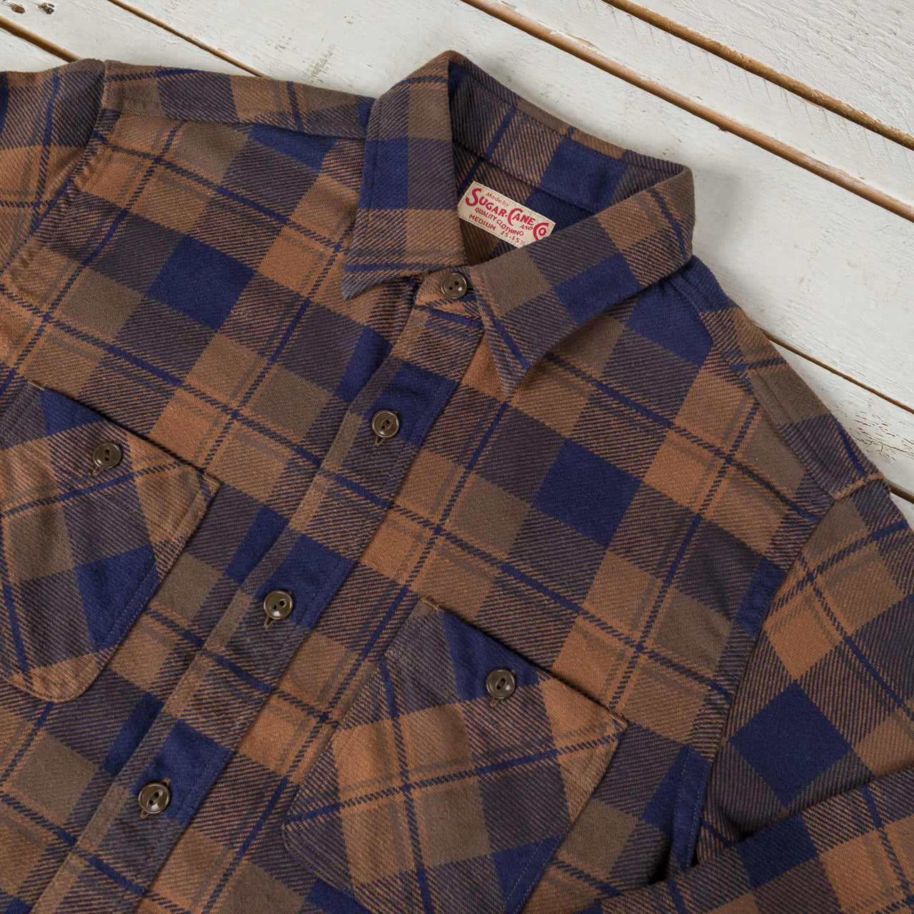 Twill Check Work Shirt Brown
