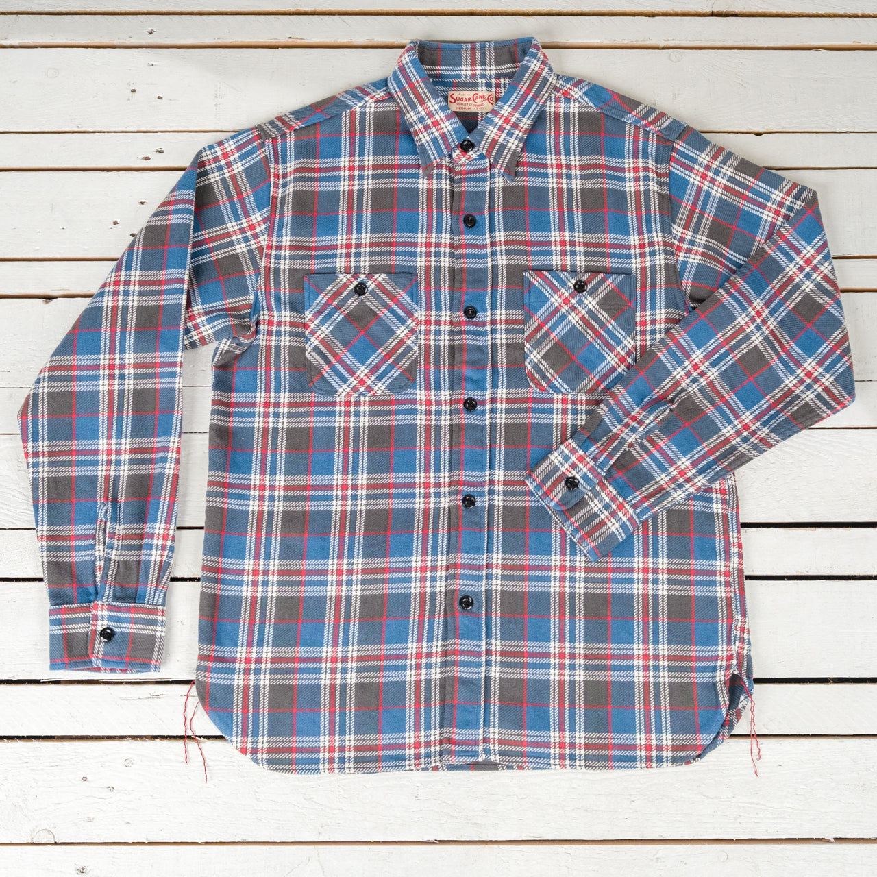 Twill Check Work Shirt Blau