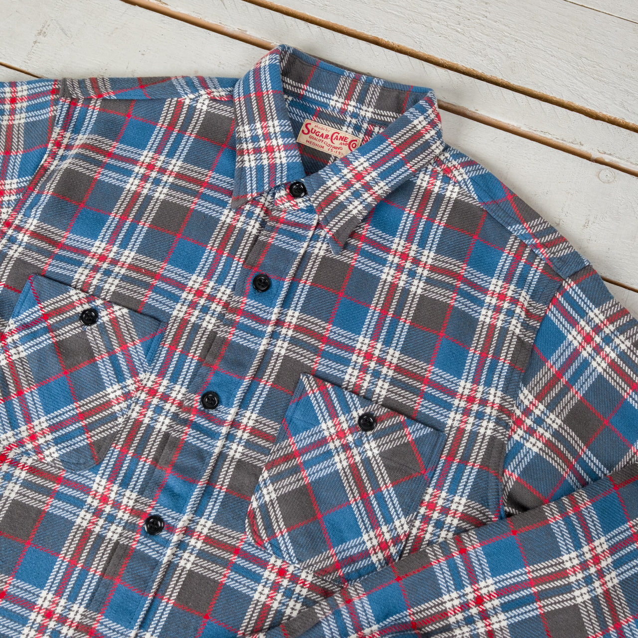 Twill Check Work Shirt Blau