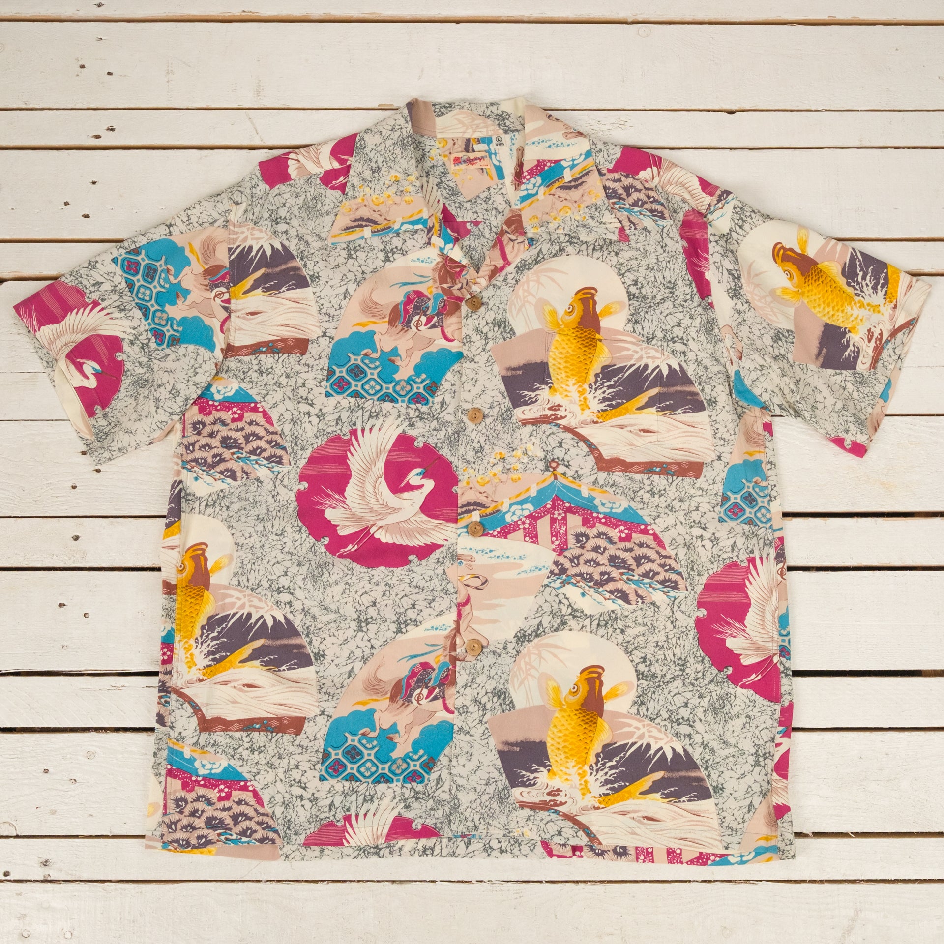 "Japanese Quaint Design" Hawaiihemd Grau