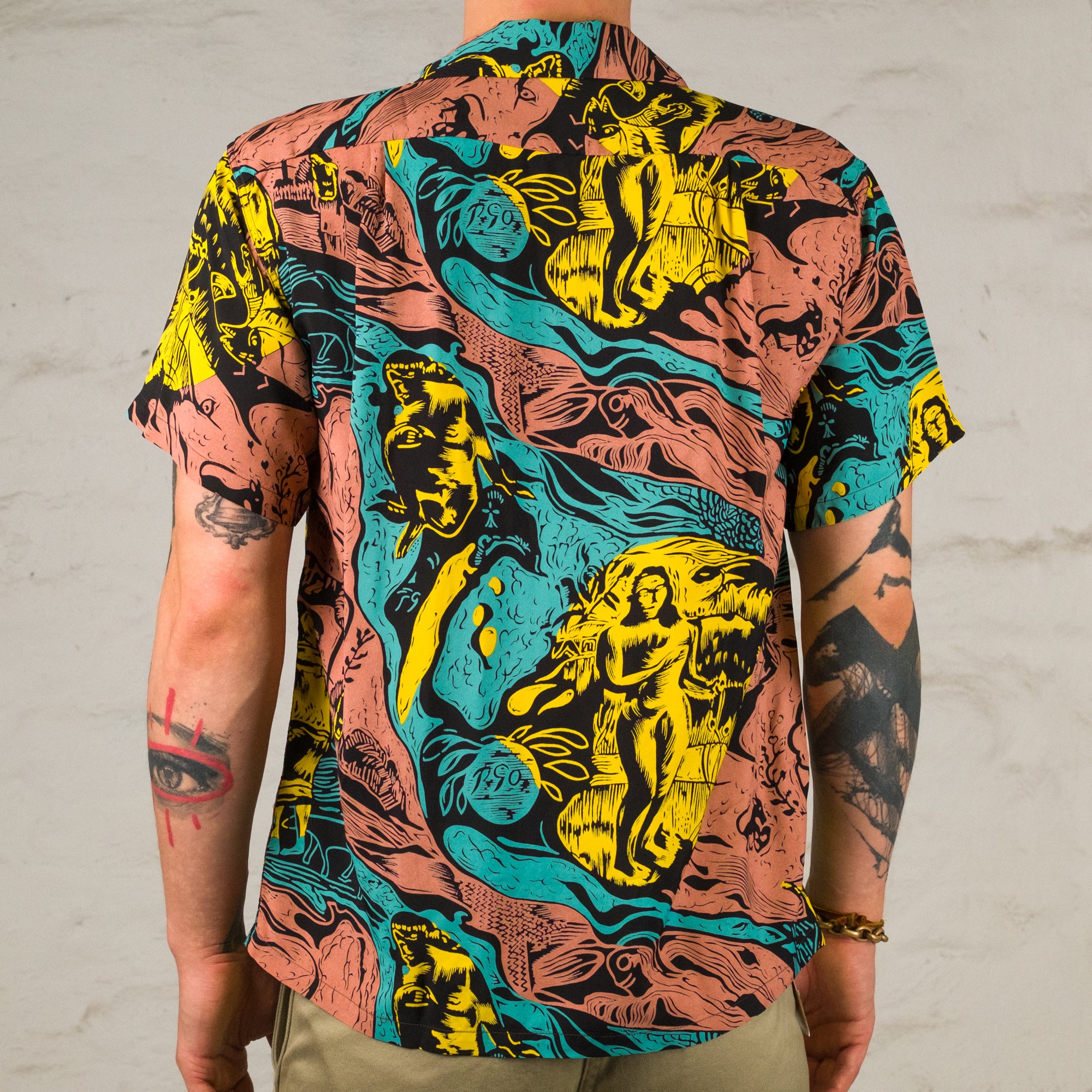 "Gauguin Woodcut Mystic" Special Edition Hawaiihemd Schwarz