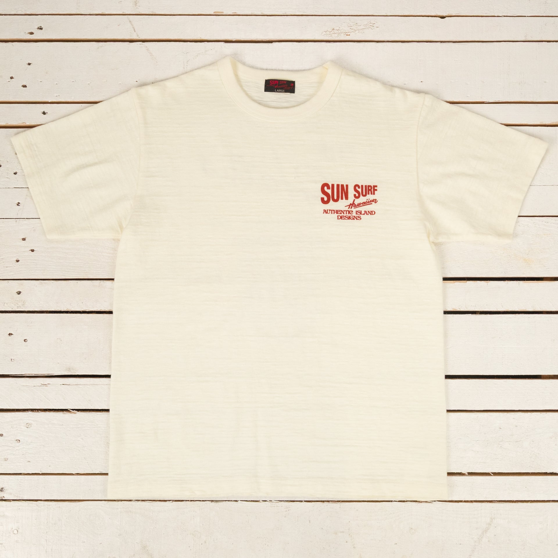 "Hata Shoten Logo" Heavy Slub T-Shirt Off-White
