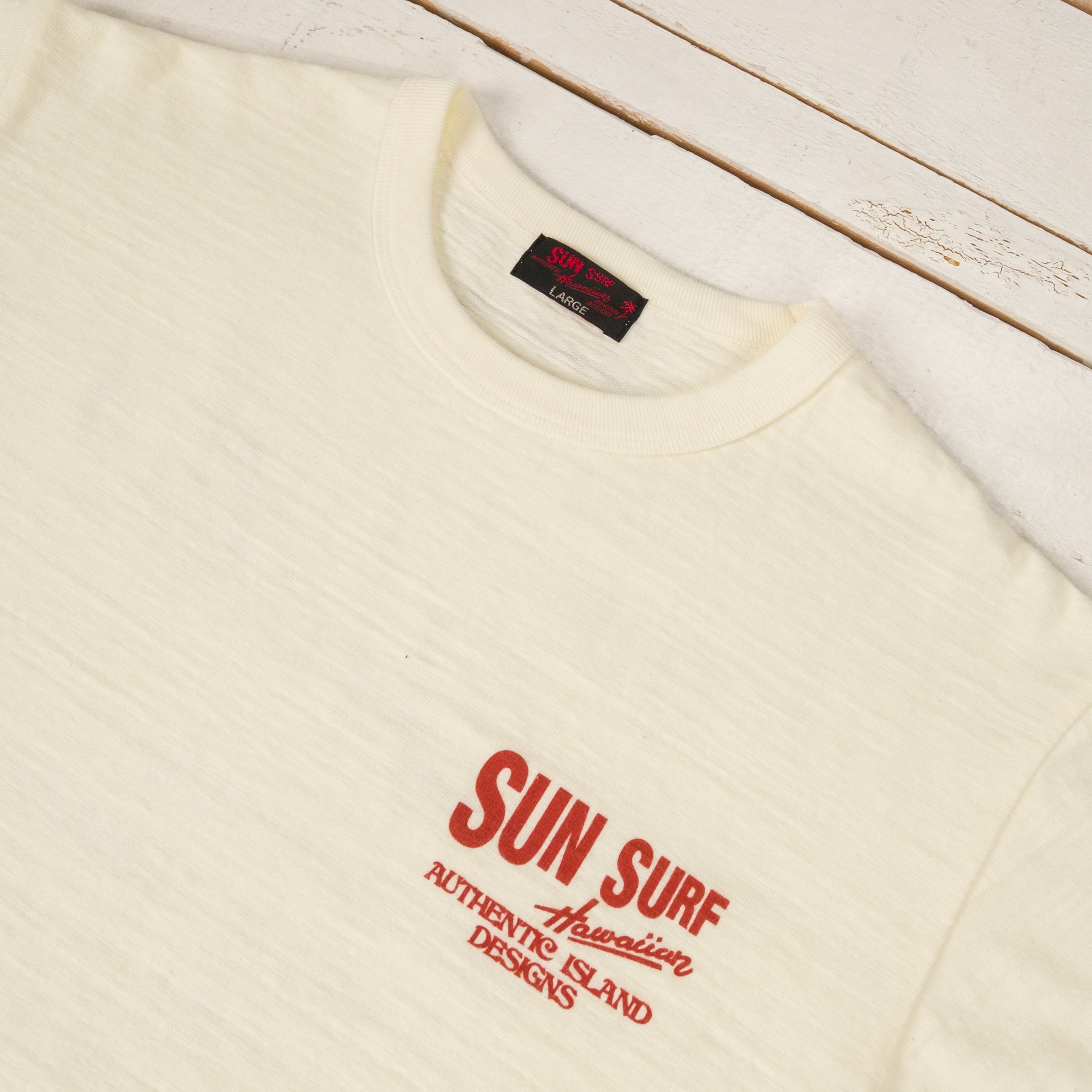 "Hata Shoten Logo" Heavy Slub T-Shirt Off-White