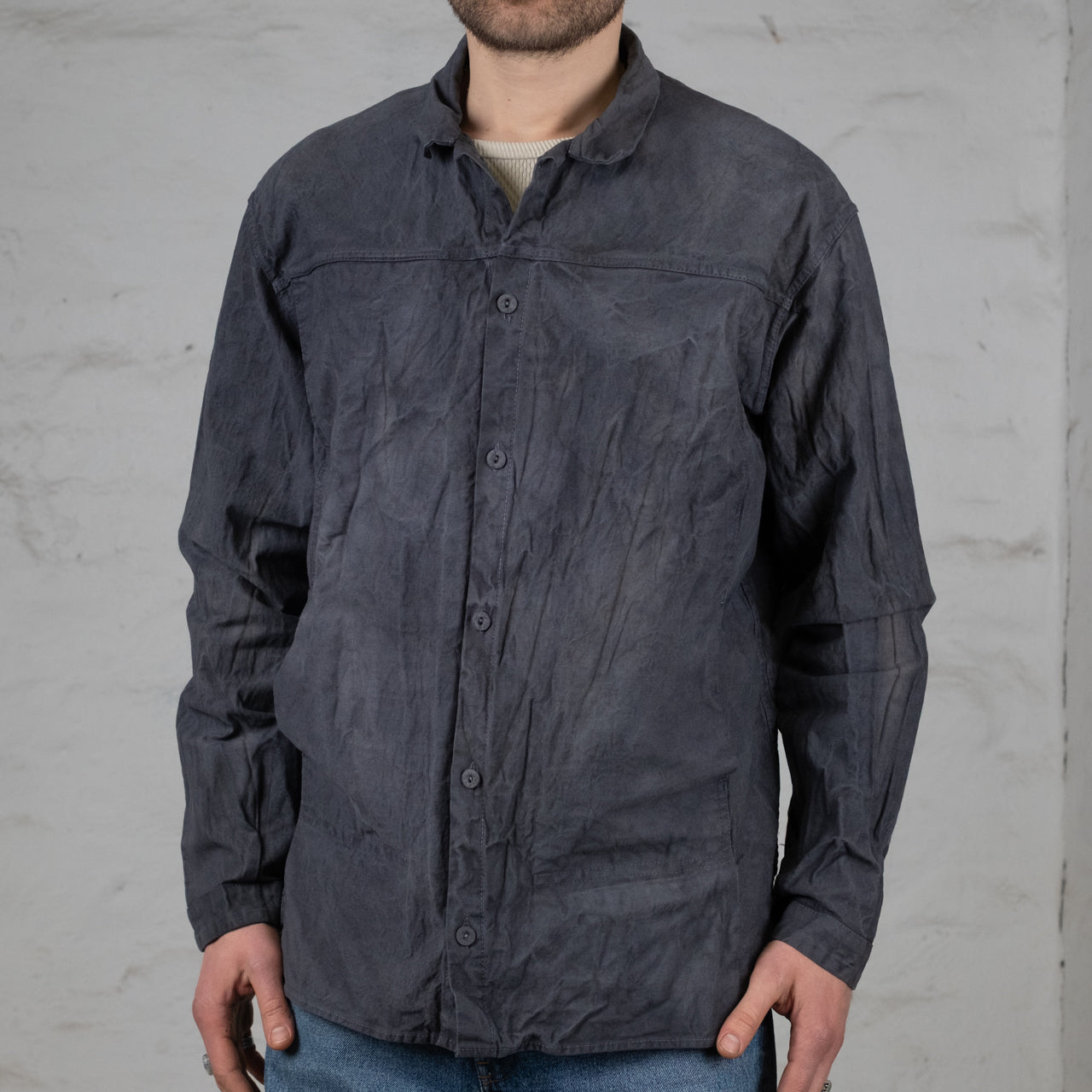 Pleat Pocket Shirt Gray Logwood