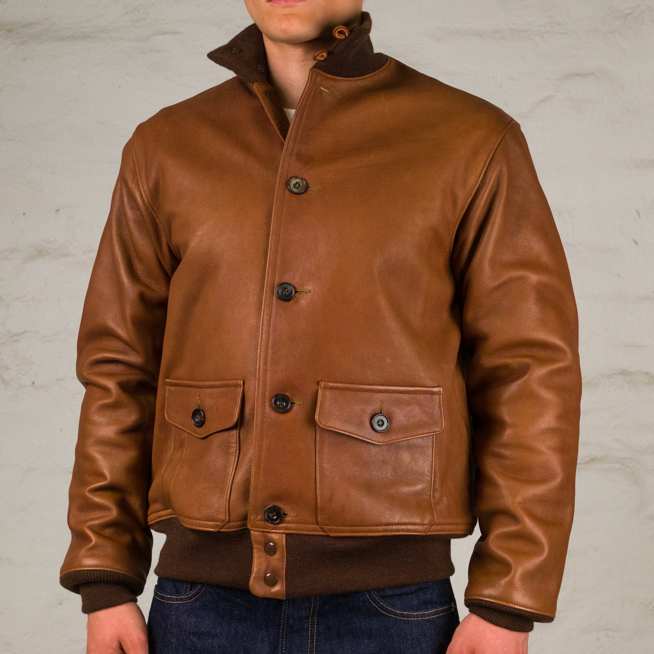 TYPE A-1 REAL McCOY MFG. CO. Sheepskin Russet Brown
