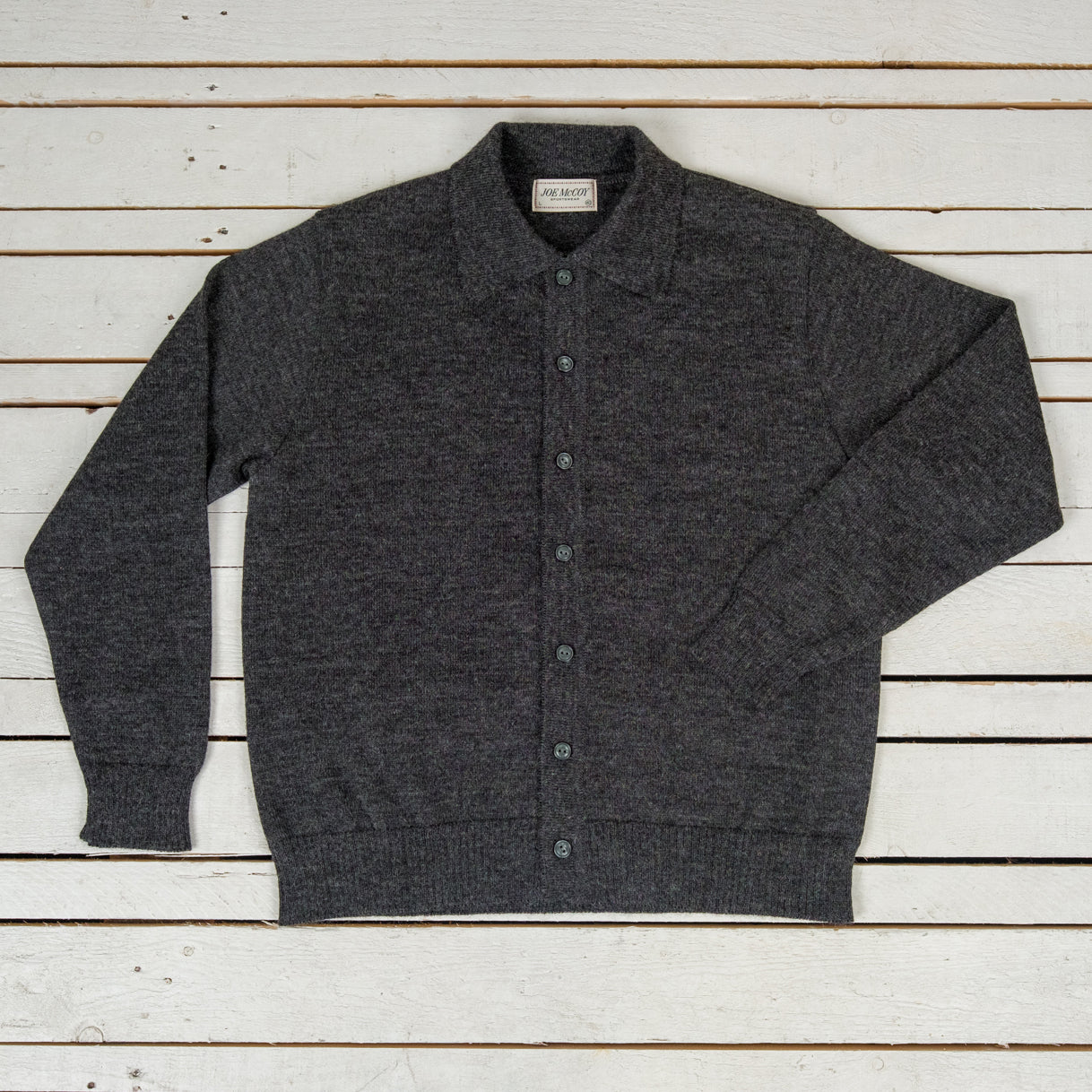 Alpaca Collar Knit Cardigan Charcoal