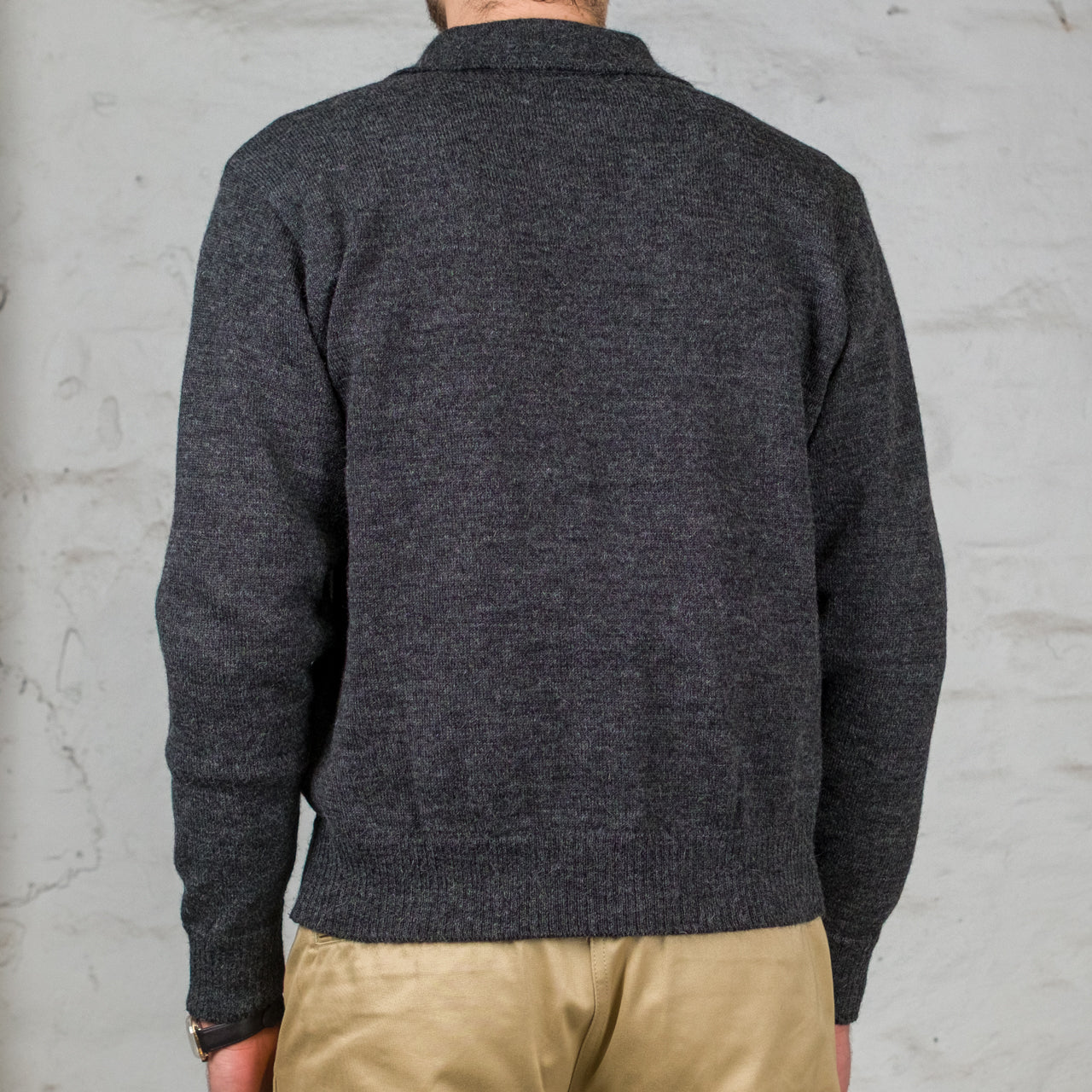 Alpaca Collar Knit Cardigan Charcoal