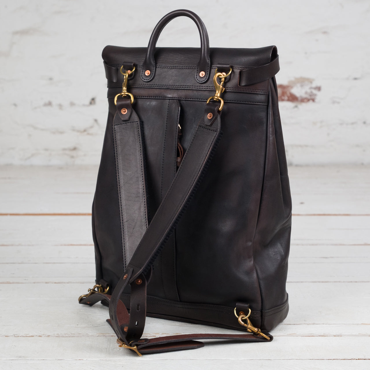 Leather Voyoge 2Way Backpack Black