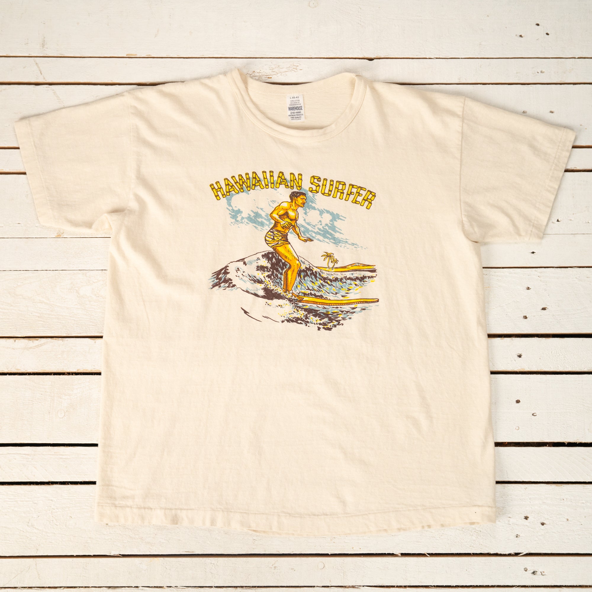 Second Hand Series Hawaiian Surfer T-Shirt Cream
