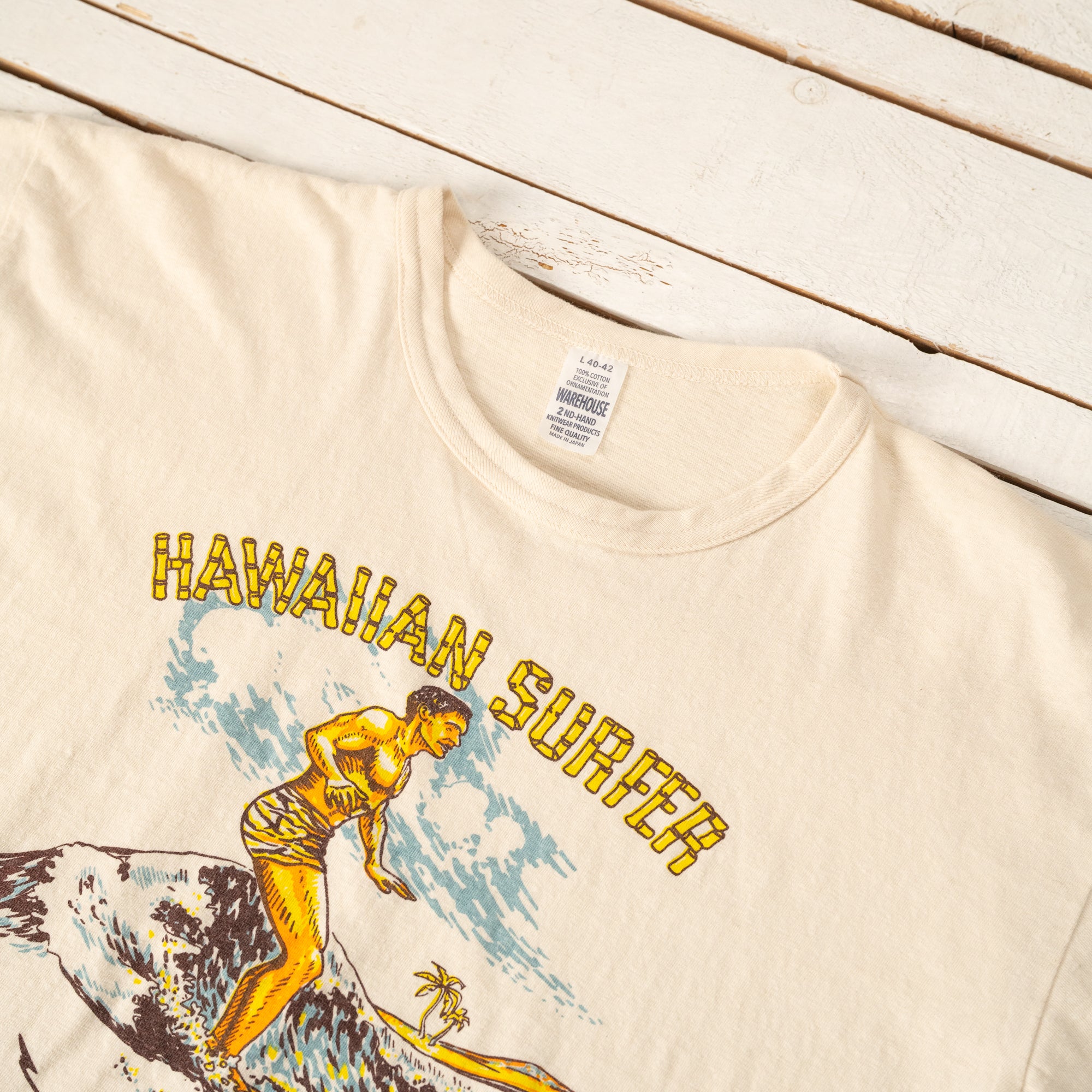 Second Hand Series Hawaiian Surfer T-Shirt Cream