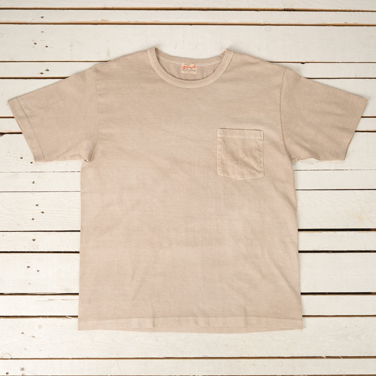 T-shirt Pigment Dye à poche Beige