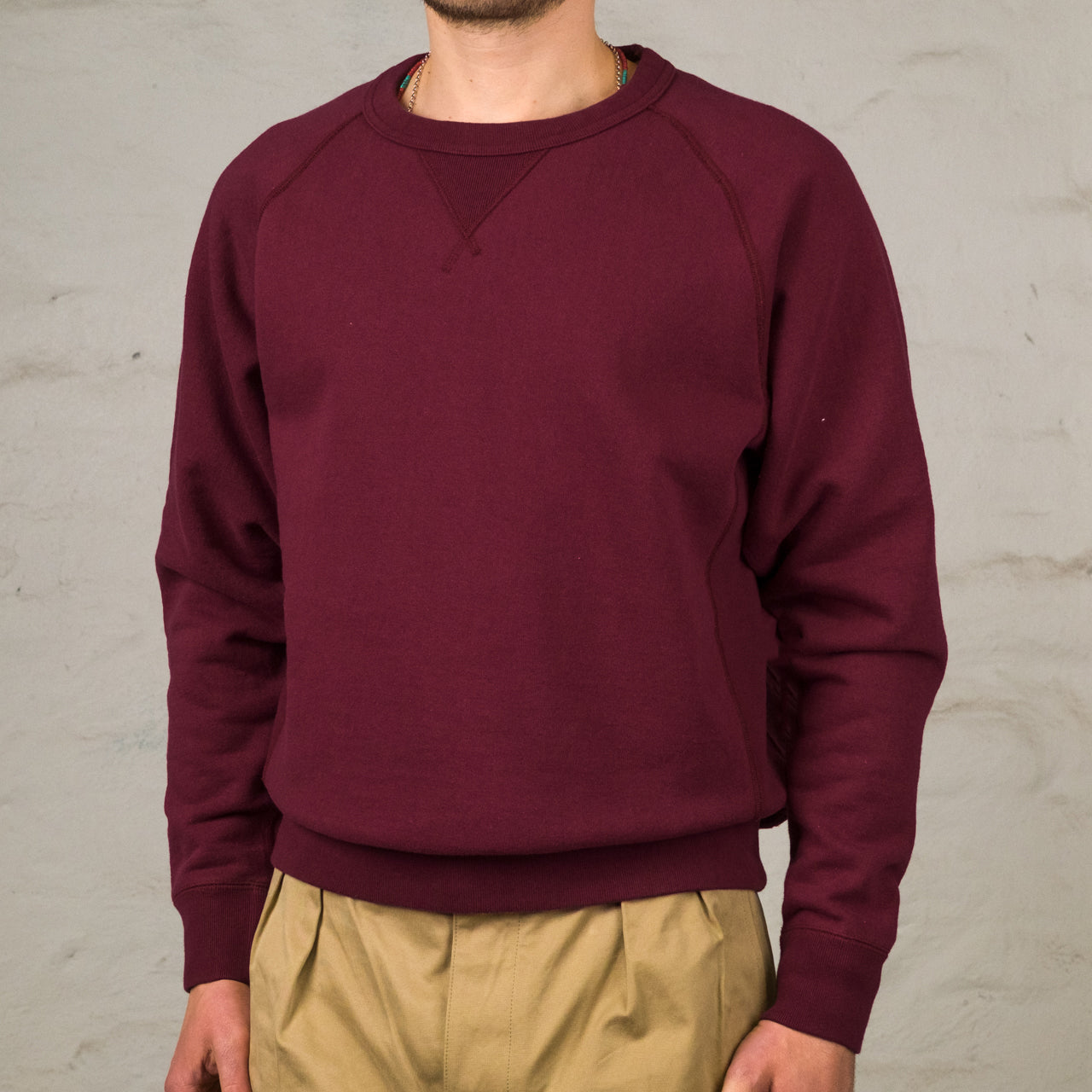 Sweatshirt Crewneck Super Looper French Terry Burgundy