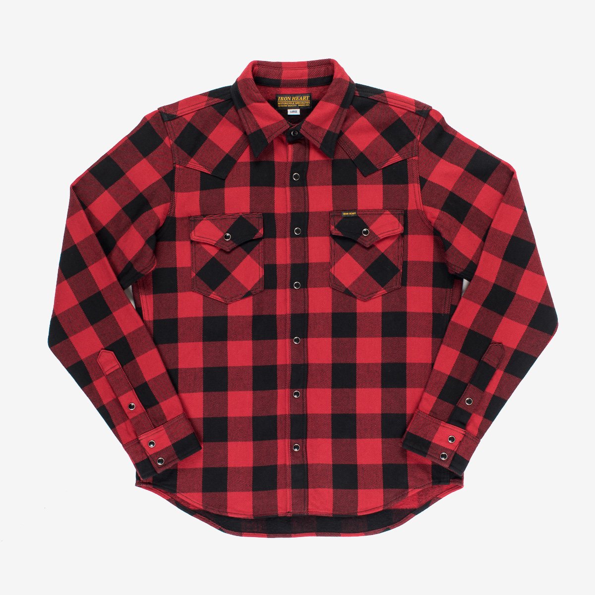 IHSH-232 Heavy Flannel Buffalo Check Western Shirt Red