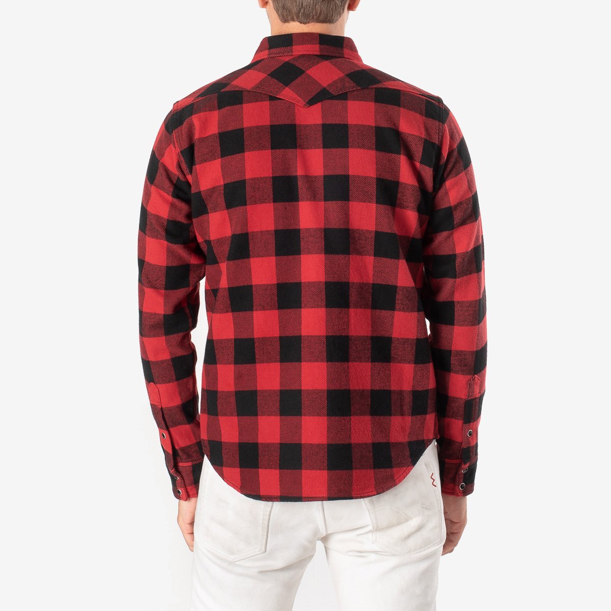 IHSH-232 Heavy Flannel Buffalo Check Western Shirt Red