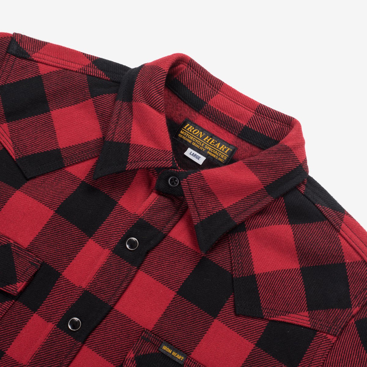 IHSH-232 Heavy Flannel Buffalo Check Western Shirt Red