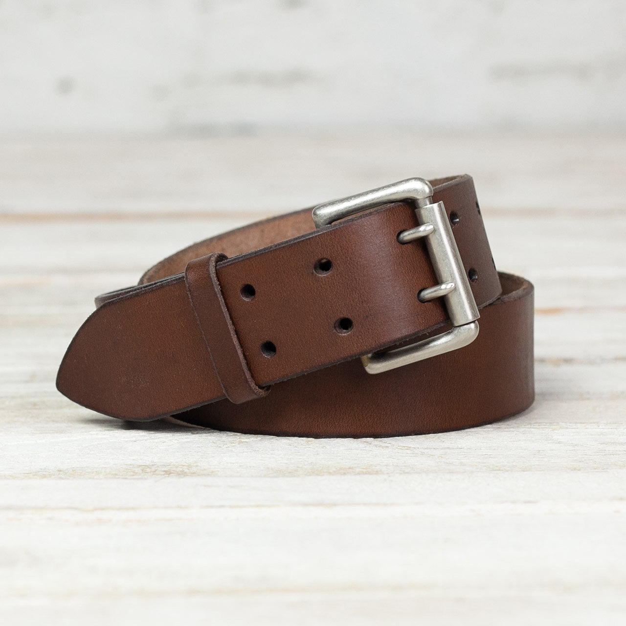 Gürtel "Heavyweight" Braun/Nickel