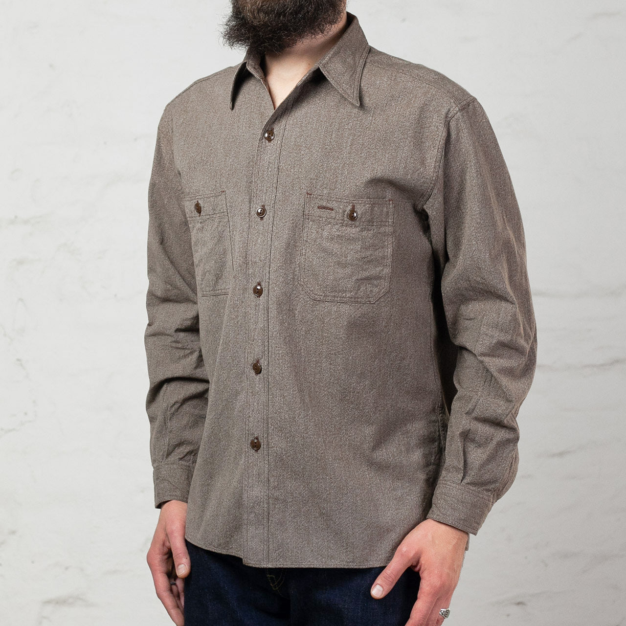 BR26082 Cotton Covert Work Shirt Brown