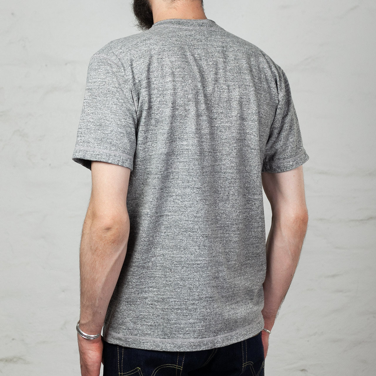 BR79192 Slub Yarn Henley Neck T-Shirt Graumeliert