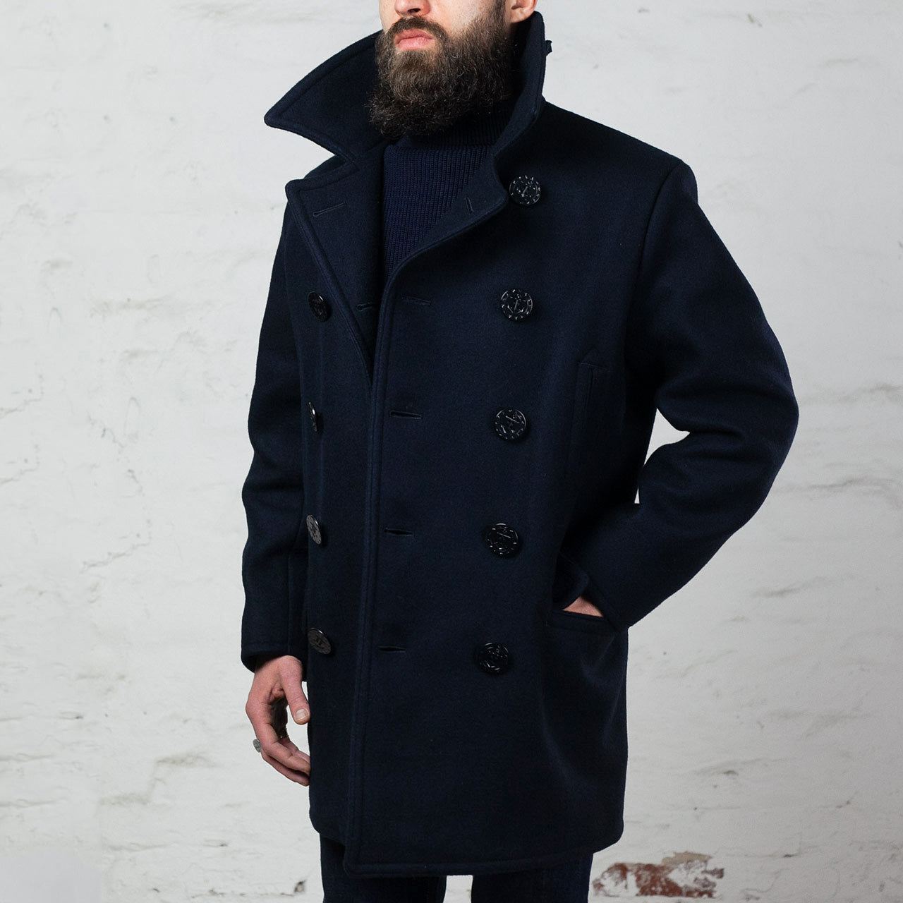 BR14146 US Navy Pea-Coat Long Navy
