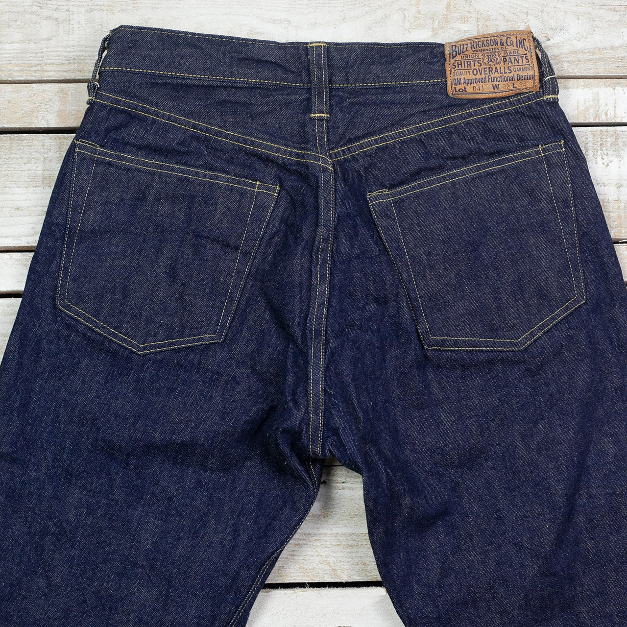 BR43041 WWII Blue Denim Waist Overalls Indigo