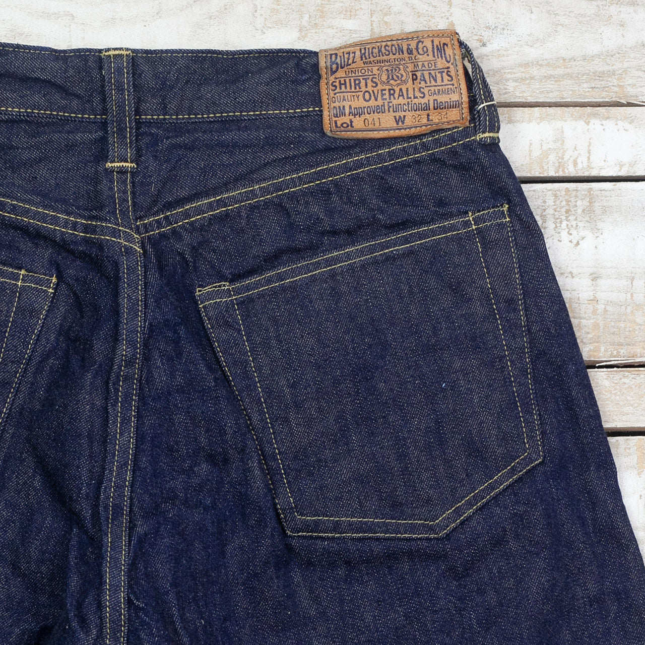 BR43041 WWII Blue Denim Waist Overalls Indigo