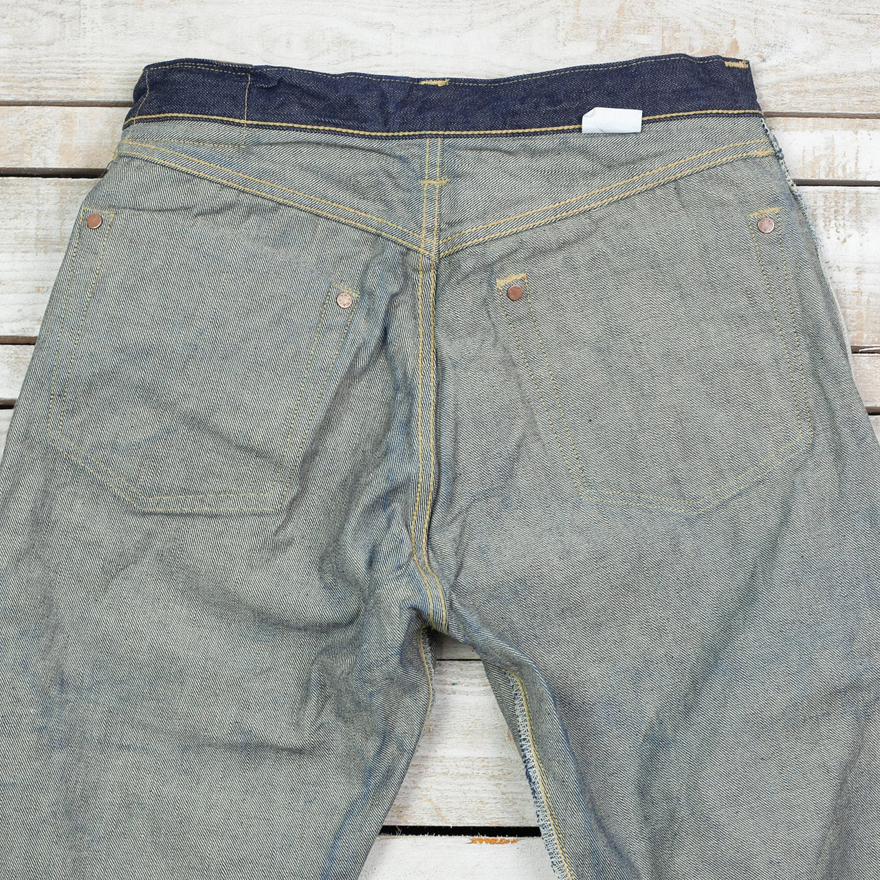 BR43041 WWII Blue Denim Waist Overalls Indigo
