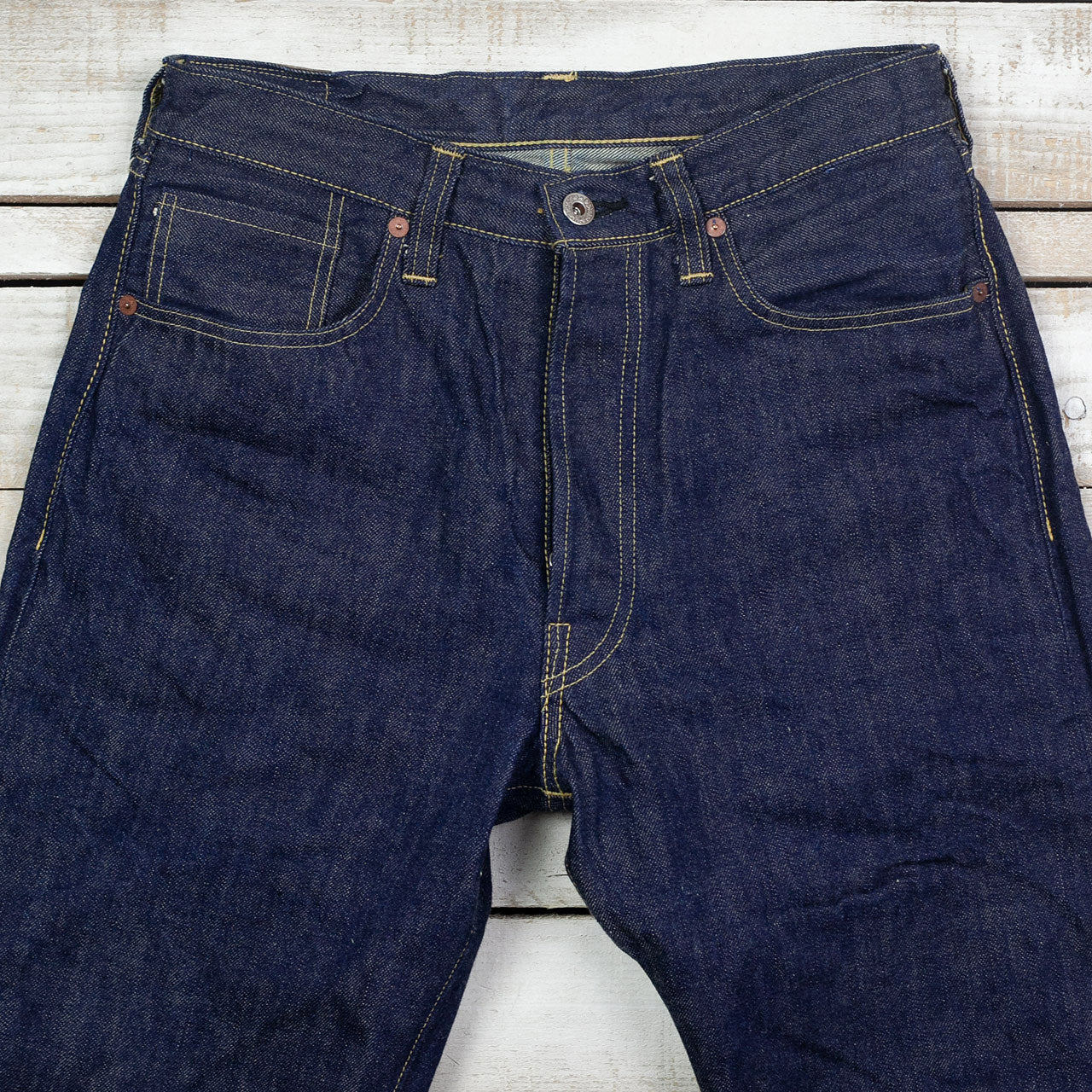 BR43041 WWII Blue Denim Waist Overalls Indigo