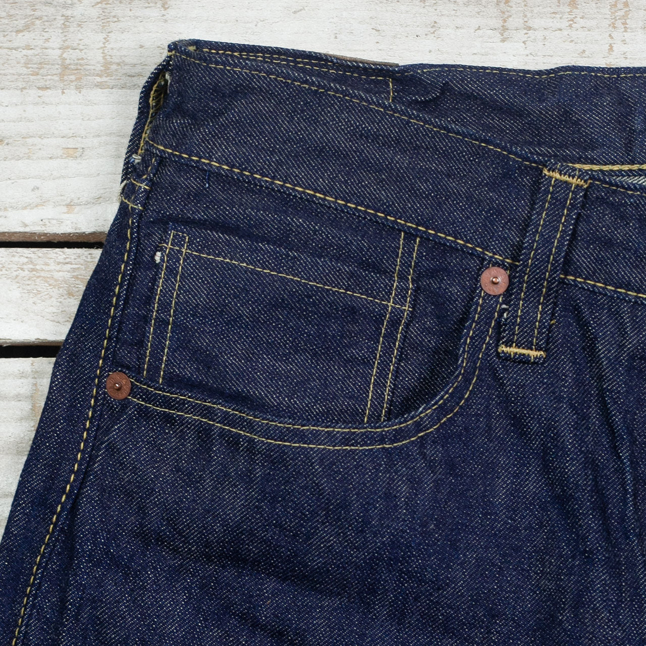 BR43041 WWII Blue Denim Waist Overalls Indigo